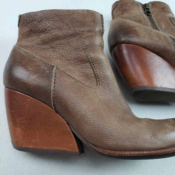Kork Ease Michelle Ankle Boot Womens 8.5 Brown Leather Side Zip Heeled Wedge - Picture 11 of 15